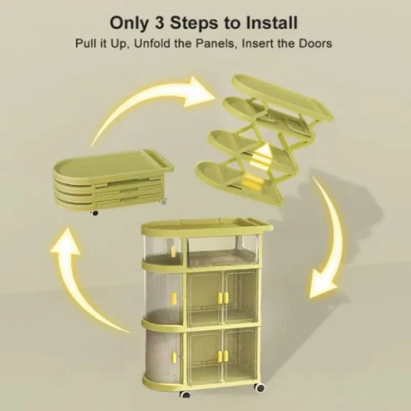 MODERN 3-TIERS FOLDABLE STORAGE CABINET