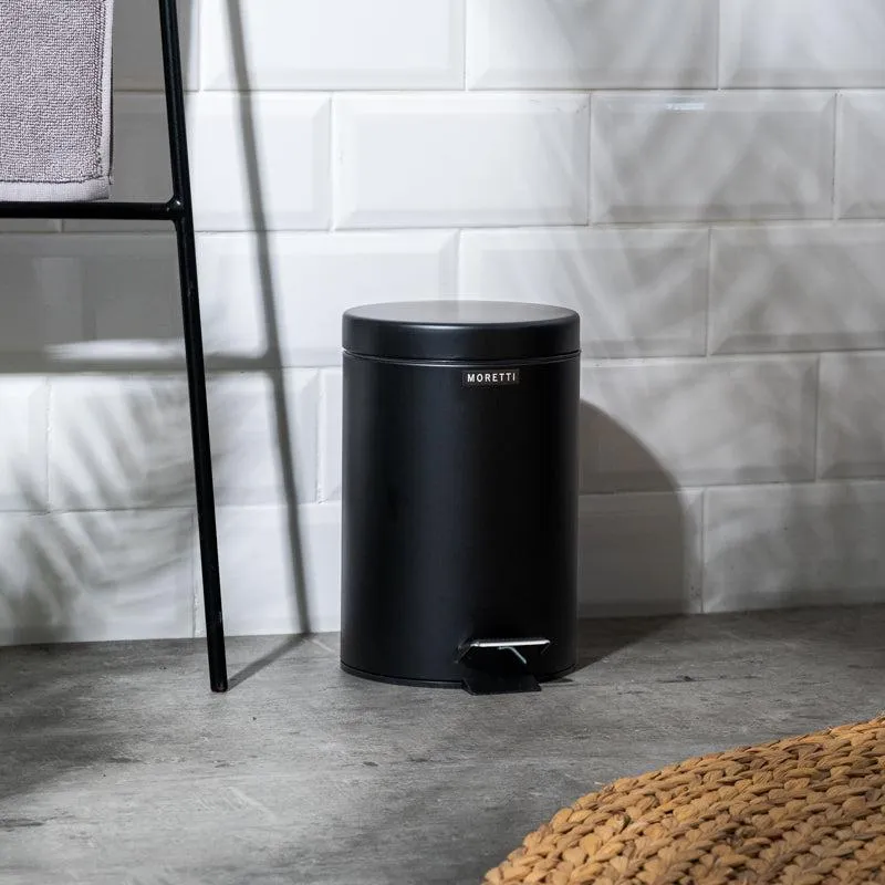 Black Moretti Matt Finish 3L Pedal Bin - 3L Capacity