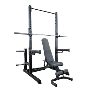 PL7353 Deluxe Squat Rack   45 LB Bar   FID Bench PACKAGE DEAL