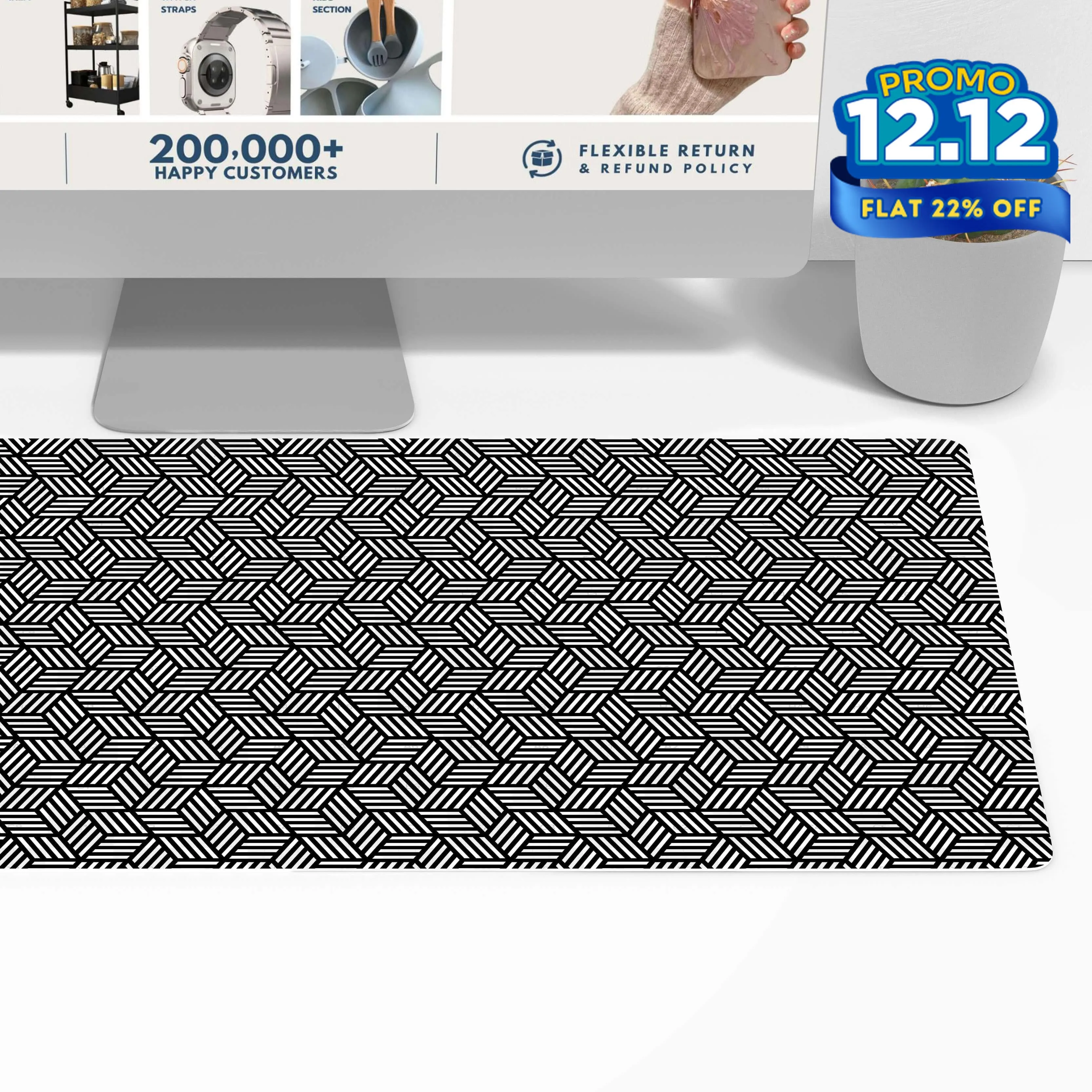 Printed Desk Mat - Hexagon Pattern