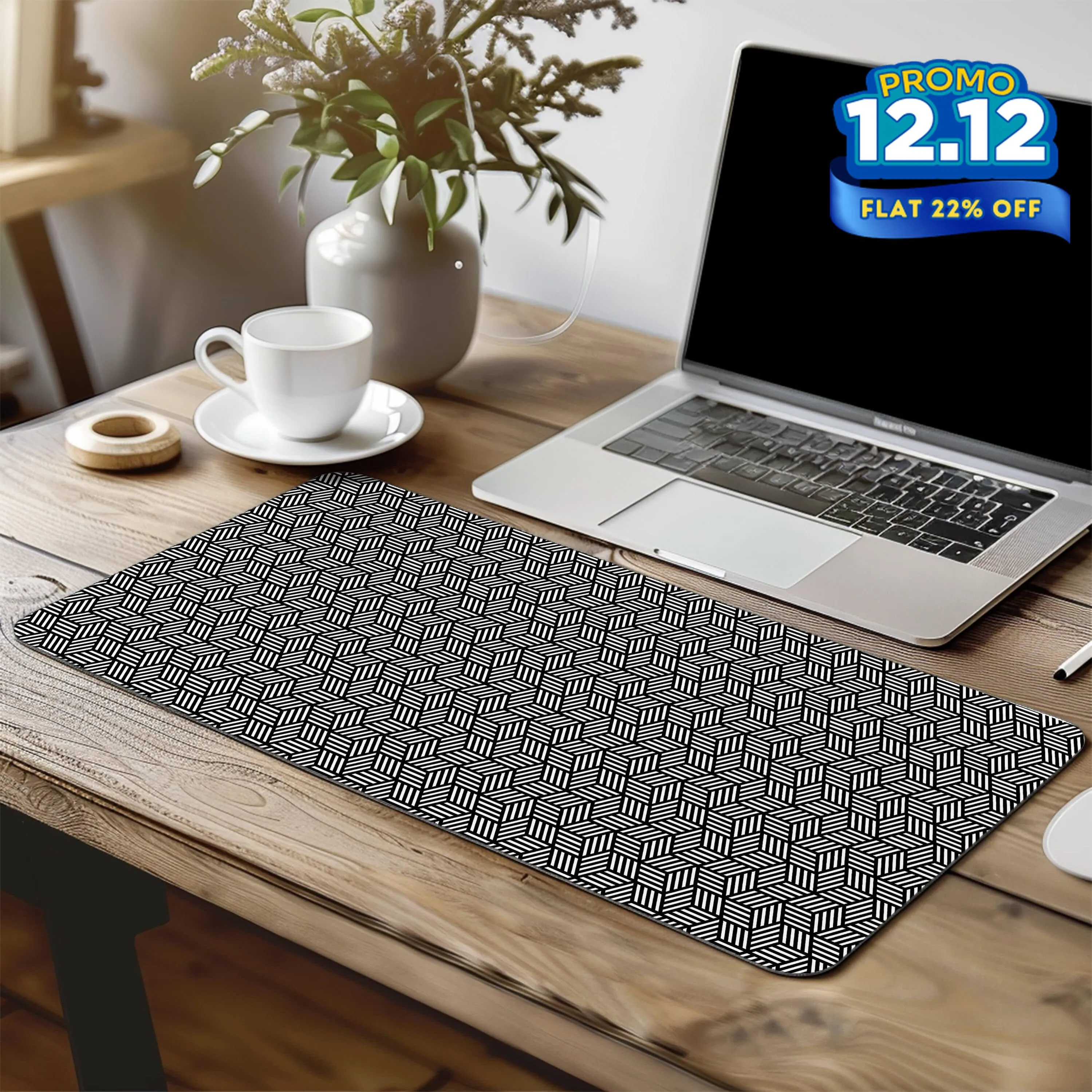 Printed Desk Mat - Hexagon Pattern