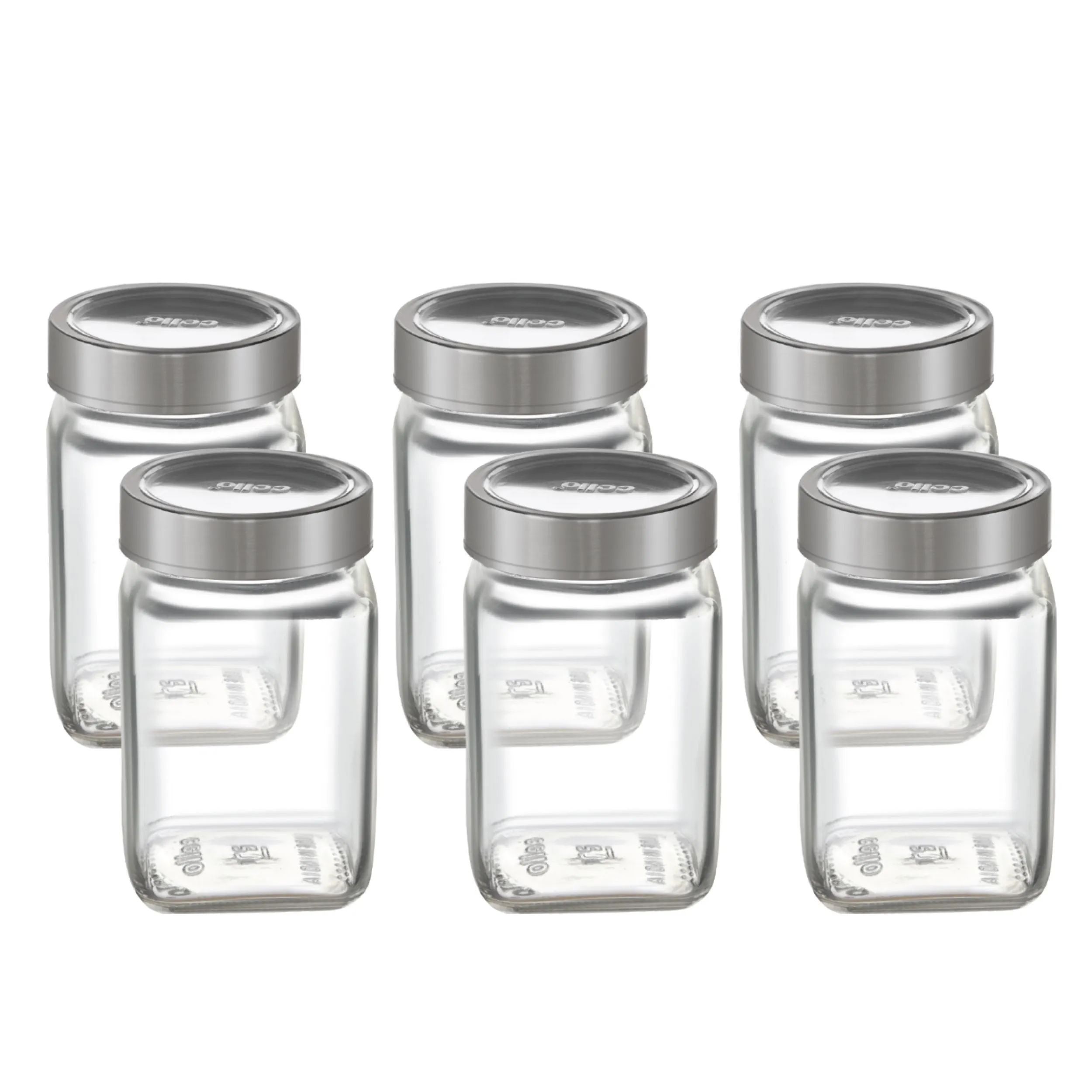 Qube Fresh Glass Storage Jar, 300ml, Set of 6