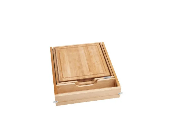 Rev-A-Shelf Wood Knife Org W/SC and Cutting Board 21' FF HSLIDE 4KCB-21HSC-1