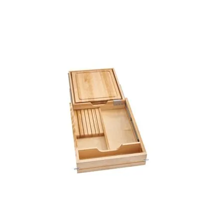 Rev-A-Shelf Wood Knife Org W/SC and Cutting Board 21' FF HSLIDE 4KCB-21HSC-1
