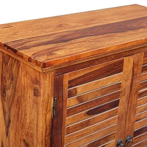 Sheesham Wood Shoe Rack (Two Doors With Drawers)