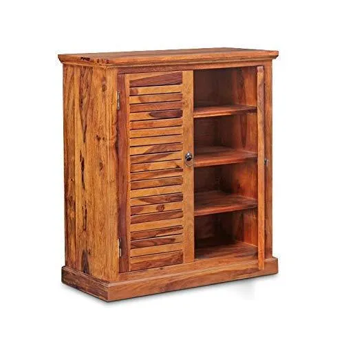 Sheesham Wood Shoe Rack (Two Doors With Drawers)