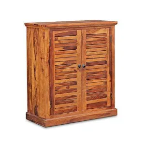 Sheesham Wood Shoe Rack (Two Doors With Drawers)
