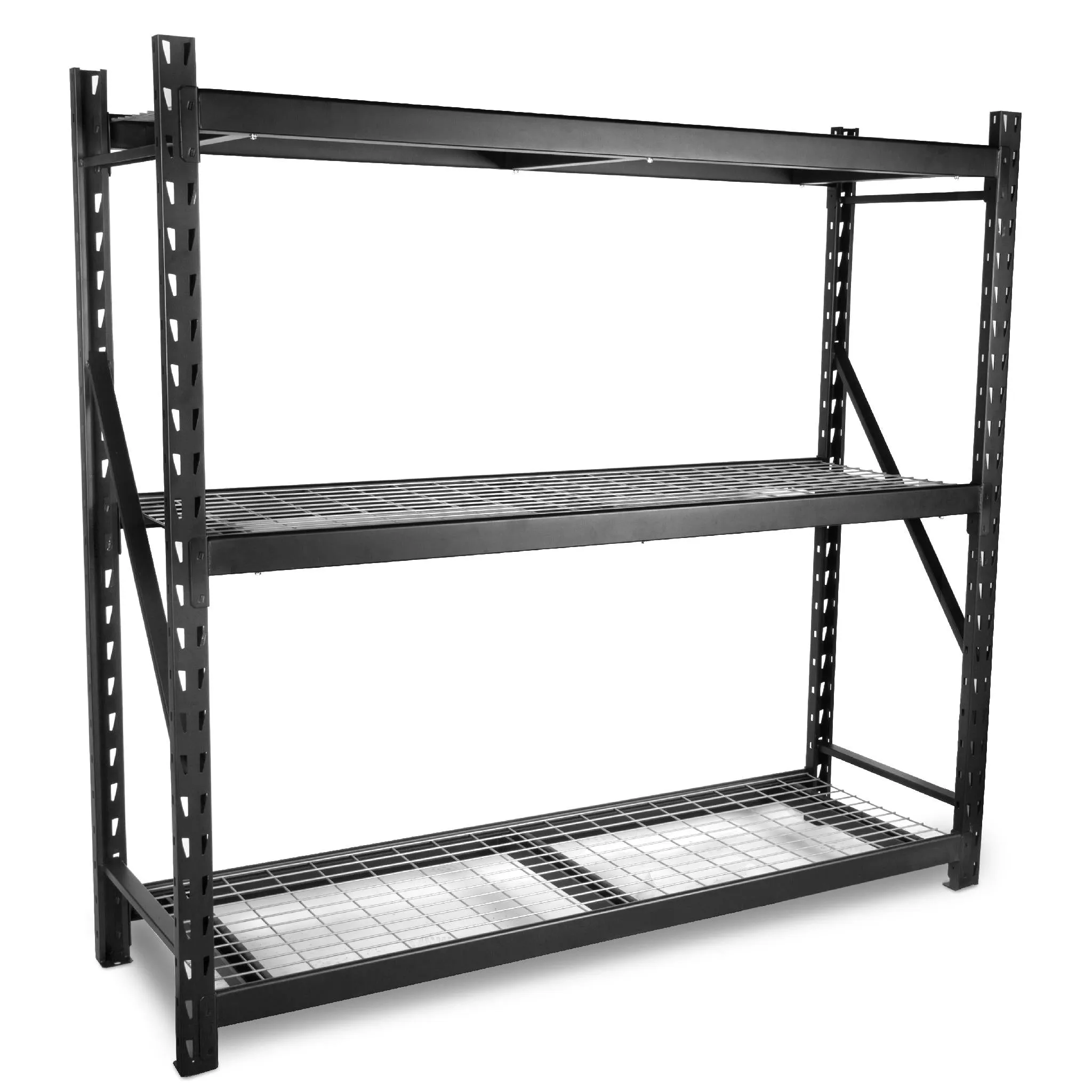 WEN RK7724-3 Three-Tier Industrial Steel Storage Rack with Adjustable Shelving and 6000-Pound Capacity