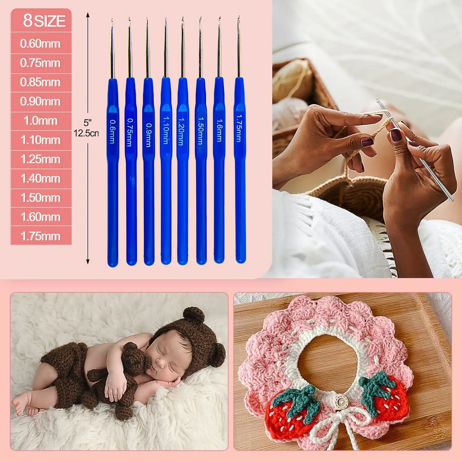 Wolly Wonders Crochet Kit for Beginners Adults, Crochet Kits Include Yarns, 59pcs Crochet Starter Kit for Beginners Kids, Crochet Hooks 2.0-6.0 mm, Lace Steel Needles 0.6-1.9 mm