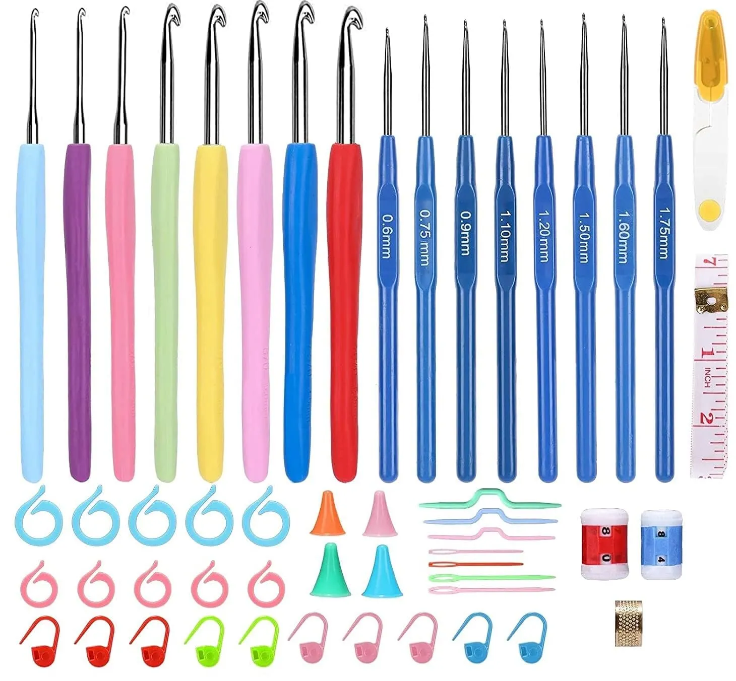 Wolly Wonders Crochet Kit for Beginners Adults, Crochet Kits Include Yarns, 59pcs Crochet Starter Kit for Beginners Kids, Crochet Hooks 2.0-6.0 mm, Lace Steel Needles 0.6-1.9 mm